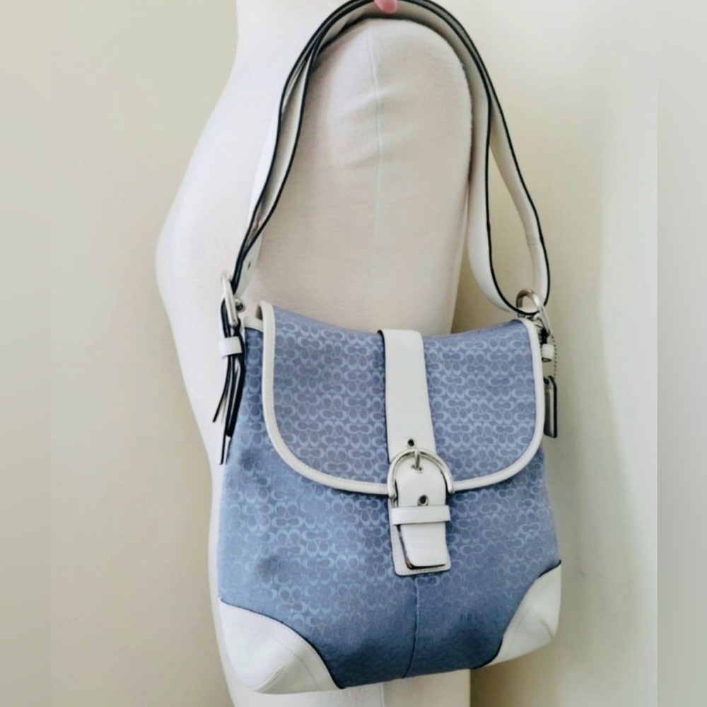 COACH Light Blue & Cream White Crossbody Bag